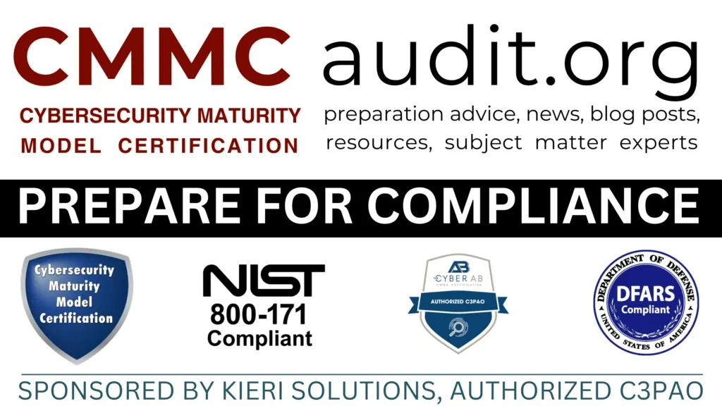 CMMC audit.org offers cybersecurity maturity model certification compliance preparation with NIST 800-171 and DFARS standards.