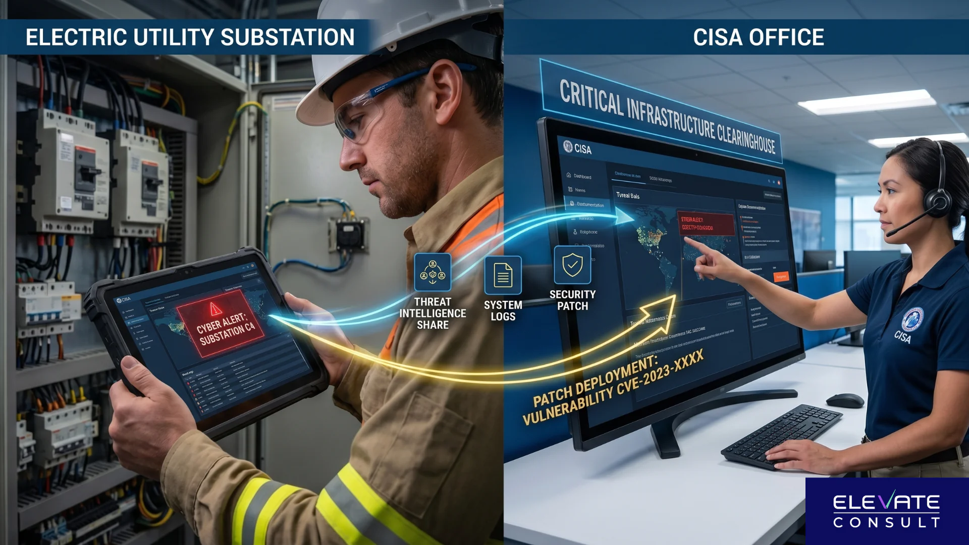 A CISA cybersecurity professional coordinates vulnerability patching with a critical infrastructure operator via the new AI cybersecurity clearinghouse.